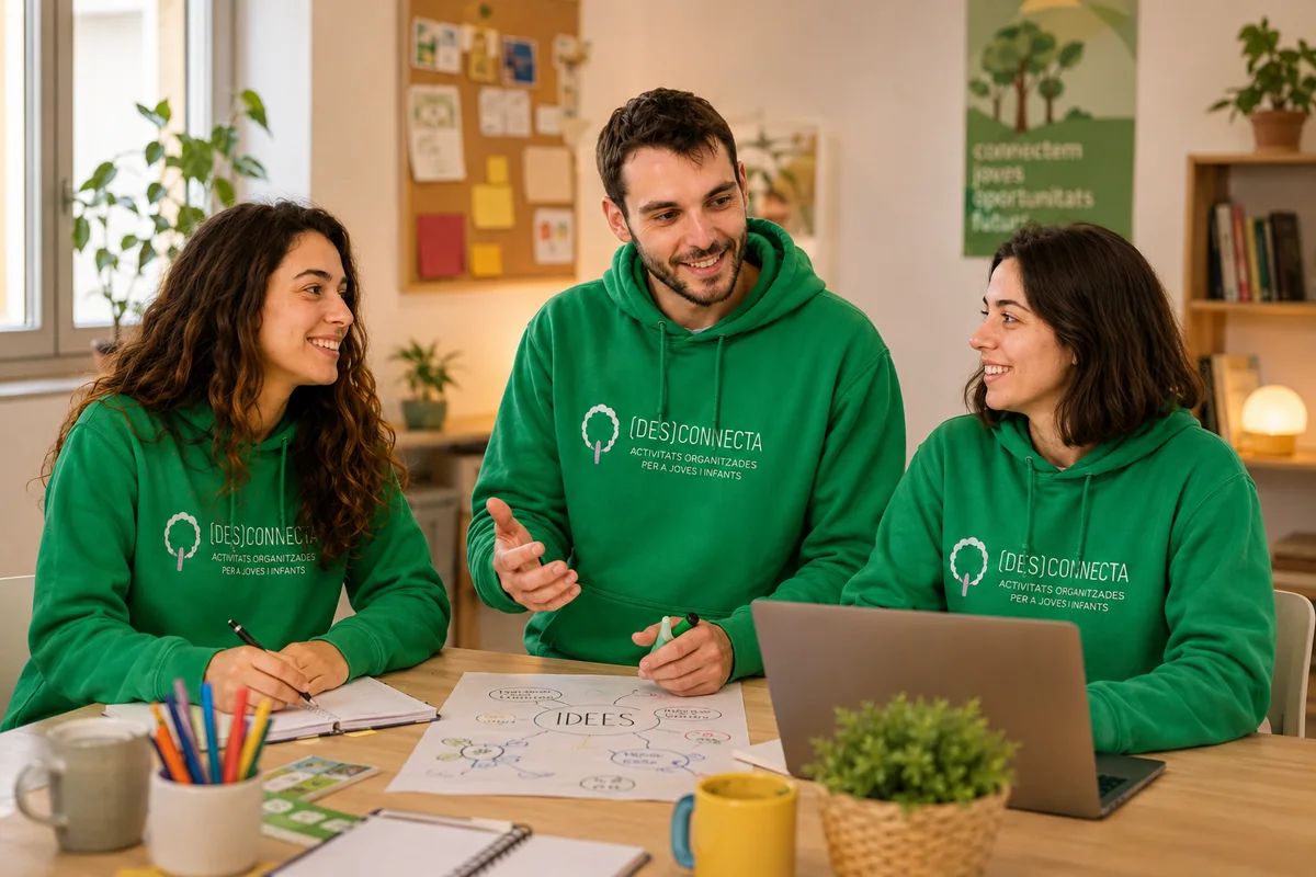 L'equip de Desconnecta planificant activitats